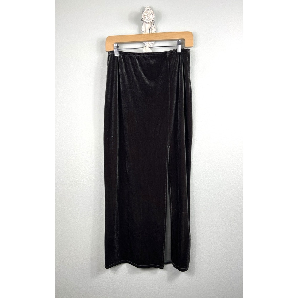 Vintage Kathie Lee Women's Velvet Maxi Skirt Slit‎ Size S Dark Fairy Grunge
